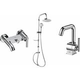 Gpd Tepe Duş Seti ve Banyo ve Lavabo Bataryası Frezia MBB100-MLB100-DST19-2 - Krom