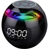 Gplus G90S Radyolu Çift Alarmlı Işıklı Dijital LED Göstergeli Bluetooth 5.0 Çok Fonksiyonlu Şarj Edilebilir Hoparlörlü Masa Saati - Siyah