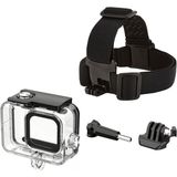 Gplus GO209 Gopro Hero 13 Hero 12 Hero 11 Hero 10 Hero 9 Black Uyumlu 60 Metre Su Geçirmez Koruyucu Muhafaza GP24 Kafa Bandı 4 Parça Set