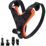 Gplus GP524 5 Parça Gopro Eken Sjcam Xiomi Aksiyon Kamera Tutuculu Jaw Mount Motor Kask Çene Tutma Aparatı 5 Parça Motor Kask Tutucu Set Turuncu