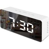 Gplus W561 Çift Alarm Dijital Göstergeli Çok Fonksiyonlu Termometreli Sese Duyarlı Aynalı Yeni Versiyon Masa Saati - Beyaz