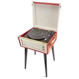 GPO Bermuda pikap; klasik plak çalar, retro tarzda, MP3/USB; entegre hoparlör, kırmızı