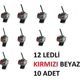 Gpr Mini Takoz Lamba 12 Ledli Kırmızı Beyaz 10 Adet Yüksek Işık