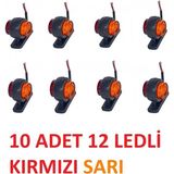 Gpr Mini Takoz Lamba 12 Ledli Kırmızı Sarı 10 Adet Yüksek Işık
