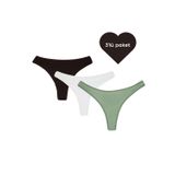 Grab Me Tanga- 3'Lü Paket -Koyu Kahverengi,Beyaz,Yeşil