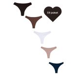 Grab Me Tanga - 5'Li Paket - Koyu Kahverengi,Kahverengi,Pudra,Beyaz,Lacivert
