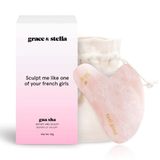 Grace & Stella Gül Kuvars Gua Sha Masaj Aleti - Yüz için Guasha Aracı - Cilt Bakımı Gua Sha Taşı - Heykel Çene Çizgisi, Lenfatik Drenaj, Depuffing, Masaj Aleti - Yüz Gua Sha - Kazıma için Gusha Yüz Aletleri (Pembe)