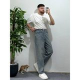 Gracht Erkek Beyaz Oversize Basic Tişört Rahat Kesim Günlük Kombinler Için Uygun Yazlık Tshirt