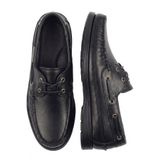 GRACIA Hakiki Siyah Deri Hafif Ortopedik Loofer Ayakkabı Casual Günlük Güverte Marin Bağcıklı Makosen Boat Shoe Klasik Yazlık Yürüyüş, siyah, 42