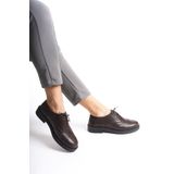 GRADA Hakiki Deri Kadın Kahverengi Oxford Ayakkabı Kahve Renk Bağcıklı Günlük Deri Oxford Ayakkabısı