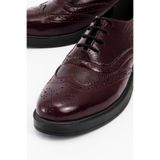 GRADA Hakiki Rugan Deri Bağcıklı Kadın Bordo Oxford Ayakkabı Kadın Oxford Brogue Klasik Deri Ayakkabı
