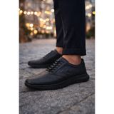 Grado Shoes Hakiki Deri Erkek Siyah Battal Boy Spor Ayakkabı Comfort Rahat Kalıp 302