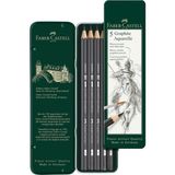Graf Von Faber-Castell Faber-Castell Graphite Aquarelle Kurşun Kalem Seti, 5’li, Metal Kutu, Hb-2b-4b-6b-8b, Siyah Naturel, - Ana Renkler