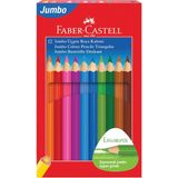 Graf Von Faber-Castell Faber-Castell Jumbo Kuru Boya Kalemi, 12 Renk, Çocuklar Için Eğlenceli ve Kolay Tutuş, Ergonomik Üçg - Renkli