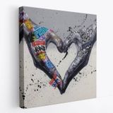 Graffiti Pop Art Kalp Burcu Eller, Banksy Dekoratif Kanvas Tablo, Duvar Dekoru 5343