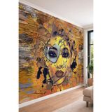 Graffiti Stilinde Modern Kadın Portresi Temalı Soyut ve Sanatsal Tekstil Duvar Kağıdı, 400 x 280