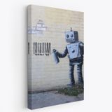 Graffiti Yapan Robot Banksy Sokak Sanatı, PopArt Dekoratif Kanvas Tablo, Duvar Dekoru 4966