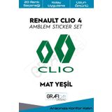 Graficar Design Renault Clio ile Uyumlu 4 Amblem Kaplama Sticker Set, Fırçalanmış Füme, TYC00629181411