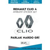Graficar Design Renault Clio ile Uyumlu 4 Amblem Kaplama Sticker Set, Mat Karbon Kırmızı, TYC00629181267