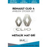 Graficar Design Renault Clio ile Uyumlu 4 Amblem Kaplama Sticker Set, Parlak Mavi