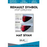 Graficar Design Renault Symbol ile Uyumlu Stop Çerçevesi Sticker Kolay Uygulama Uzun Ömürlü Folyo Araca Özel Kesim mat Siyah