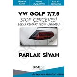 Graficar Design Volkswagen Golf ile Uyumlu 7 7,5 Stop Çerçevesi Sticker Kolay Uygulama Uzun Ömürlü LED'li STOP, Parlak Siyah