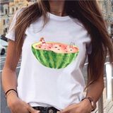 Grafik Bitki Çiçek Tatlı Sevimli Moda Tişört MOD475 - Beyaz - XL