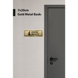 Grafiklas Erkek Mescit Gold Metal Kapı Isimliği 7X20 Cm, Gold Metal Baskı Mescit Tabelası, Kapı Uyarı Levhası - 7 x 20 cm
