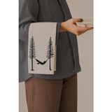 Grafiklas Kamp, Hamak, Orman Temalı Dijital Baskılı Servis Altlığı, Keten Runner, 4'lü Amerikan Servis 32X43 cm - 30 x 42 cm - Bej