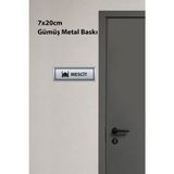 Grafiklas Mescit Kapı Isimliği Gümüş Metal Baskı 7X20 cm Cami Mescit Yönlendirme Kapı Tabelası Dekoratif - 7 x 20 cm