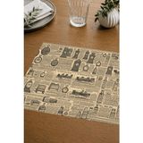 Grafiklas Tek Kullanımlık Amerikan Servis 4’lü - Eski Gazete Sayfası Temalı 42X30 Retro Tasarım - 30 x 42 cm - Çok Renkli