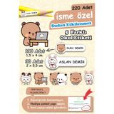 Grafikup 220 Adet İsme Özel Sevimli Ayıcık Okul Etiketi - Kalem Defter Suluk Özel Kesimli Etiket Seti