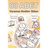 Grafikup 80 Adet Yaramaz Kediler Sticker Seti - Kalem Laptop Defter Suluk Etiketi