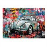 Grafitili Retro Vosvos Araba Mdf poster 50cmX 70cm