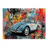 Grafitili Vosvos Araba Hediyelik Ahşap Tablo 35cm X50cm