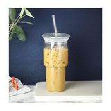 Grains Global Bambu Kapaklı Cam Pipetli 450 ml Borosilikat Bardak - 0 - Siyah - Option-1