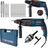 Graizer Alman 3000 W Kırıcı Delici 5.0 Joul SJS Metal Dişli 15 Uç Şanzuman Darbeli Matkap