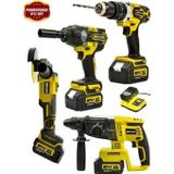 Graizer Powerforge 21v Akülü Matkap & Taşlama & Kırıcı Delici Hilti & Somun Sıkma Sökme 4'lü Set-Sarı
