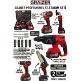 Graizer Profesyonel 5'li Akülü Takım Seti - Kırıcı Delici, Taşlama, Matkap, Testere (100+ Parça Aksesuar)