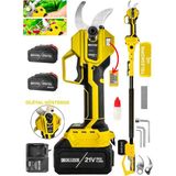 Graizer S-50 mm Dijital Kömürsüz Akülü Bağ Dal Ağaç Kesme Biçme Budama Şarjlı Makası Makinesi + Teleskop