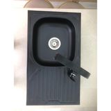 Gralux Evye Siyah Granit Desen Kaplamalı Sağ Damlalıklı 43.5 x 76 cm Ölçülerinde Paslanmaz Evye - 1