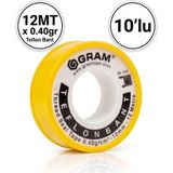 Gram Teflon Bant Su Tesisatı Sızdırmazlık Bandı 10'lu Paket / 12MM x 0.076MM x 12MT - Beyaz - 10 Adet