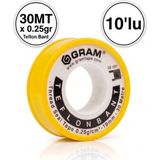 Gram Teflon Bant Su Tesisatı Sızdırmazlık Bandı 10'lu Paket / 19MM x 0.076MM x 30MT - Beyaz - 10 Adet