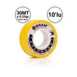 GRAM Teflon Bant Su Tesisatı Sızdırmazlık Bandı 10'lu paket / 19mm x 0.076mm x 30mt
