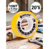 Gram Teflon Bant Su Tesisatı Sızdırmazlık Bandı 20'li Paket / 12MM x 0.076MM x 0.35GR x 10MT - Beyaz - 20 Adet