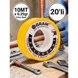 Gram Teflon Bant Su Tesisatı Sızdırmazlık Bandı 20'li Paket / 12MM x 0.076MM x 10MT - Beyaz - 20 Adet