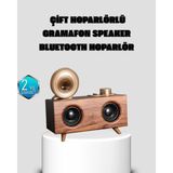 Gramafon Tasarımlı Bluetooth Hoparlör 3D Ses Teknolojili Çok Fonksiyonlu ( Lisinya )