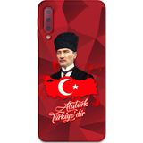 Gramaphone Galaxy A7 2018 Uyumlu Atatürk Desenli Telefon Kılıfı + Ekran Koruyucu - 5851