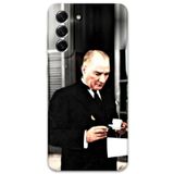 Gramaphone Galaxy S21 FE ile Uyumlu Atatürk Desenli Telefon Kılıfı + Ekran Koruyucu - 5850