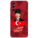 Gramaphone Galaxy S21 FE ile Uyumlu Atatürk Desenli Telefon Kılıfı + Ekran Koruyucu - 5851